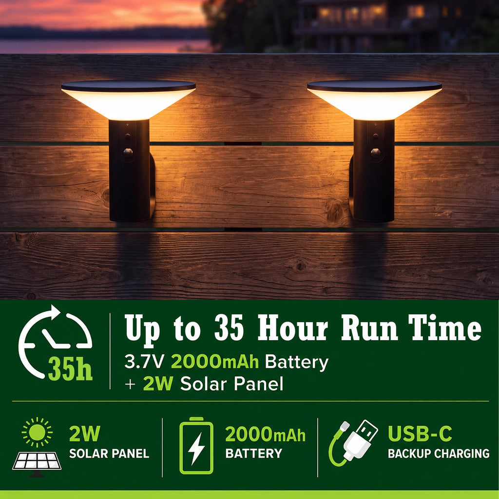 Victorian Solar Lights for Fence - Motion Sensor, 3 Modes, 2PK