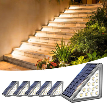 6 Pack Solar Step Lights Outdoor Waterproof, Solar Stair Lights,Gray