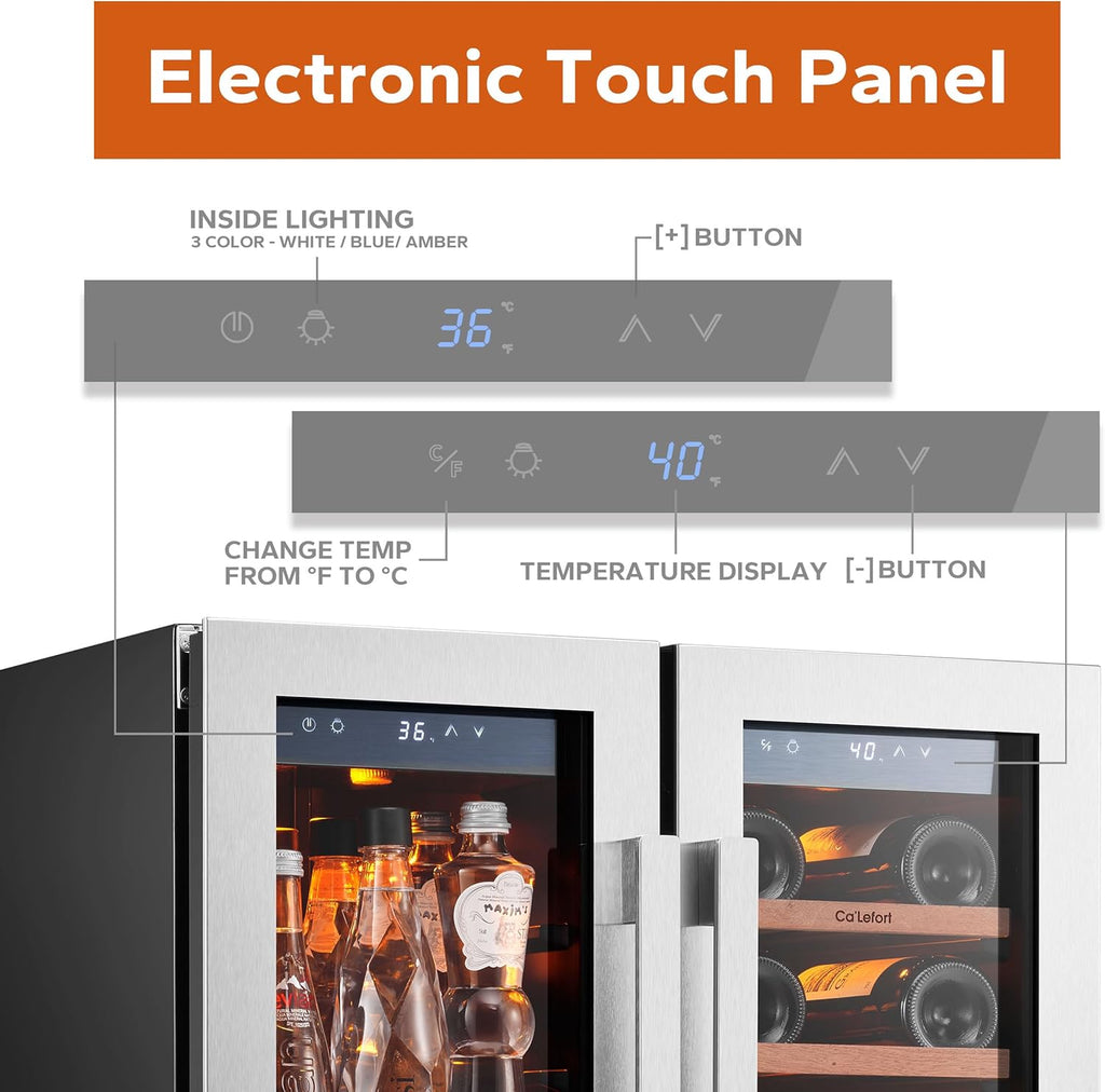 24 Inch Wine and Beverage Refrigerator - Panel Ready Fridge, 60 Can & 20 Bottle 