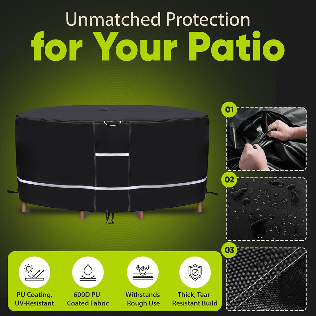 SerenityShield Round Patio Furniture Cover (Size 75" x 32.5")