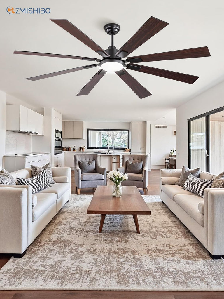 65" Black Ceiling Fan with Dimmable 3000-6000K Light and Remote
