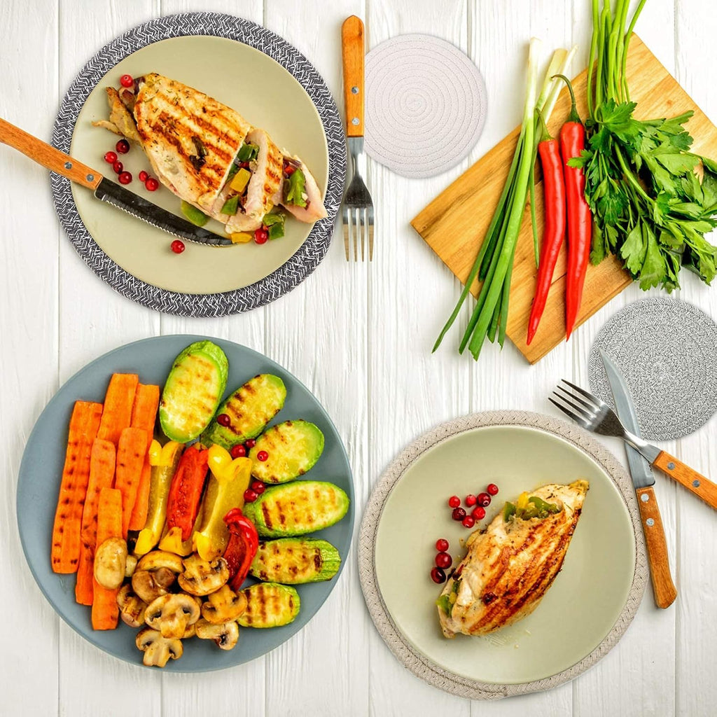 Trivets for Hot Dishes, Pots and Pans, Hot Pads with Storage Basket, Pot Holders, Heat Resistant Mat Protect Counter - Set of 4