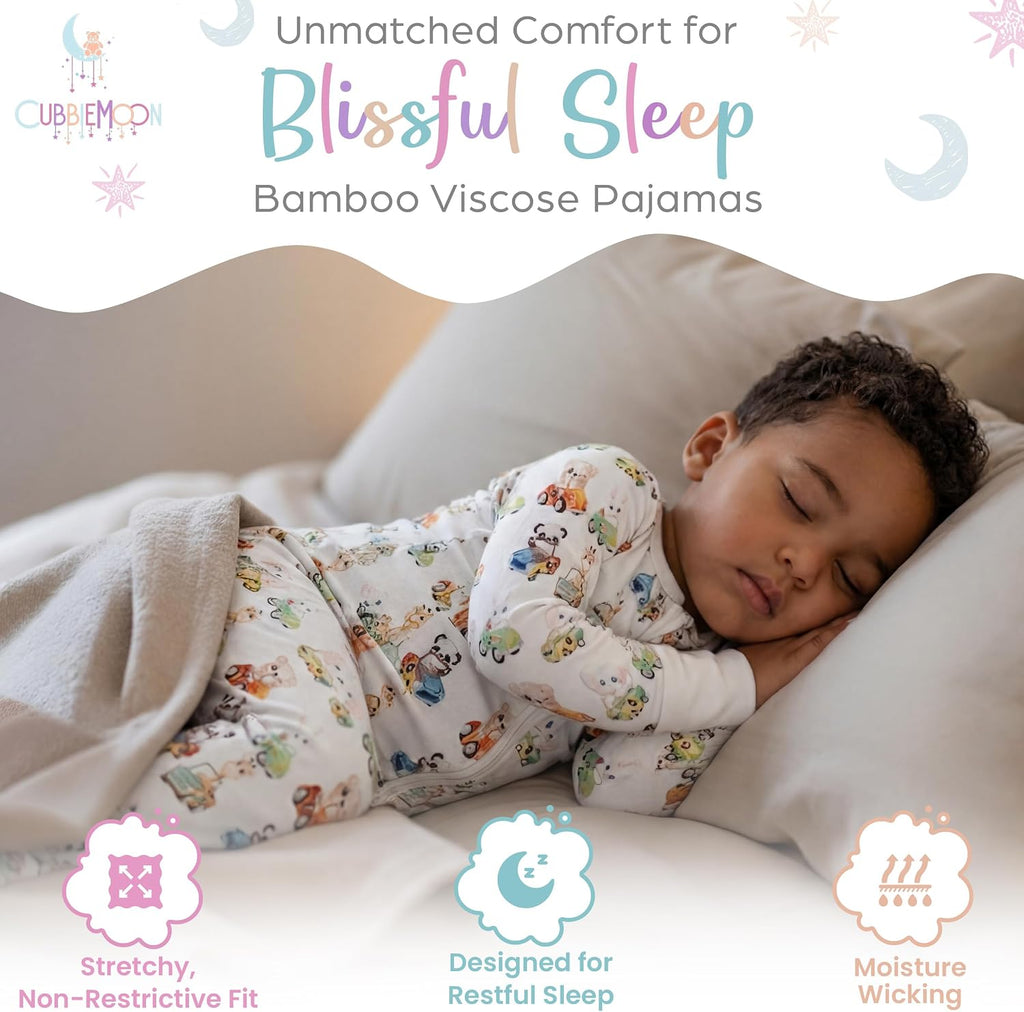 Bamboo Viscose Baby Pajamas 2 Way Zip for Diaper Change 0 to Soft Stretchy Sleeper 2 Pack