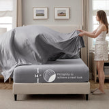 King Comforter Set - Bedding Sets King 7 Pieces, Pintuck Bed in a Bag Grey Bed Set with Comforter, Sheets