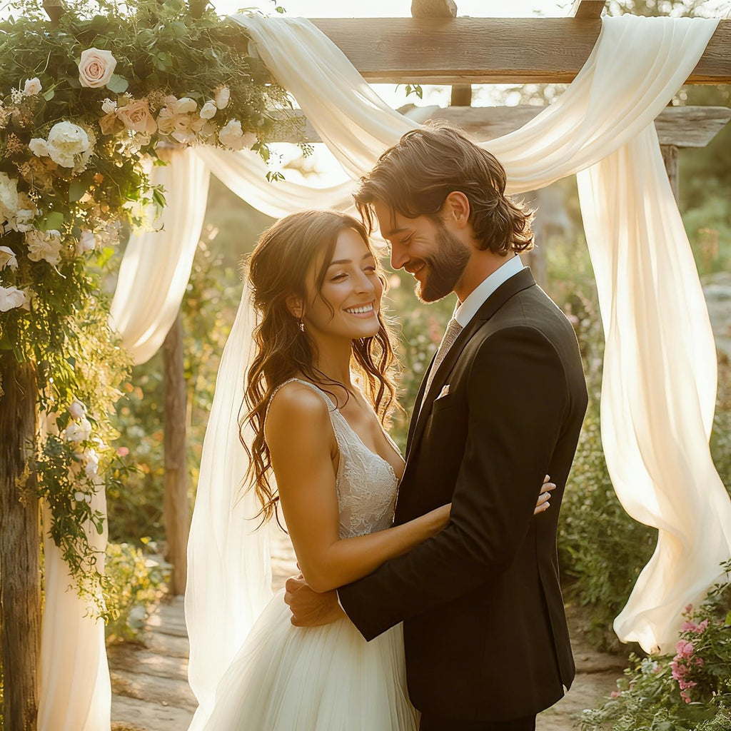 Wedding Arch Draping Fabric, 31.5" x 20FT Wrinkle-Free Sheer Chiffon Drapery for Ceremony Backdrop, Arbor, Pergola