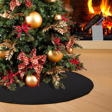 Black Christmas Tree Skirt 30 inches Small Tree Skirt for Christmas Decor