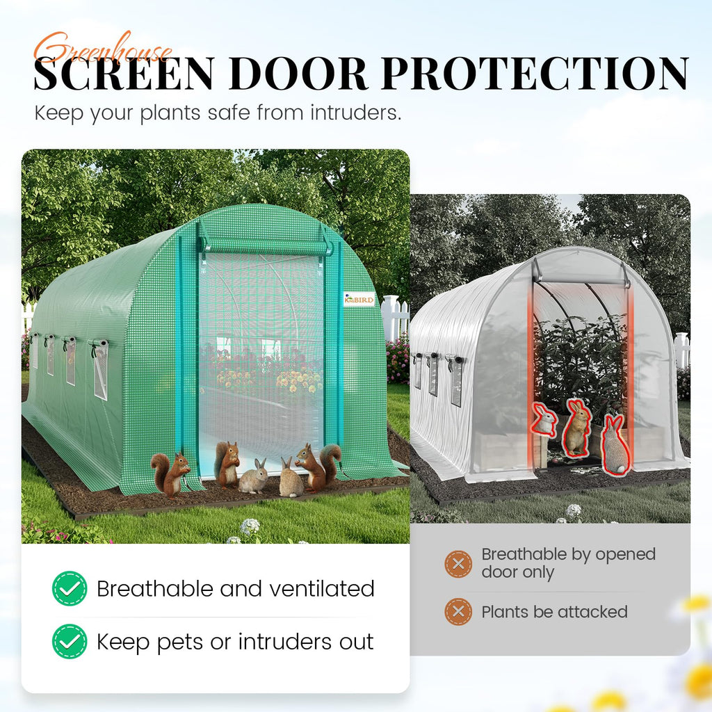 Premium 15x7x7FT Greenhouse for Outdoors, Galvanized Steel Frame