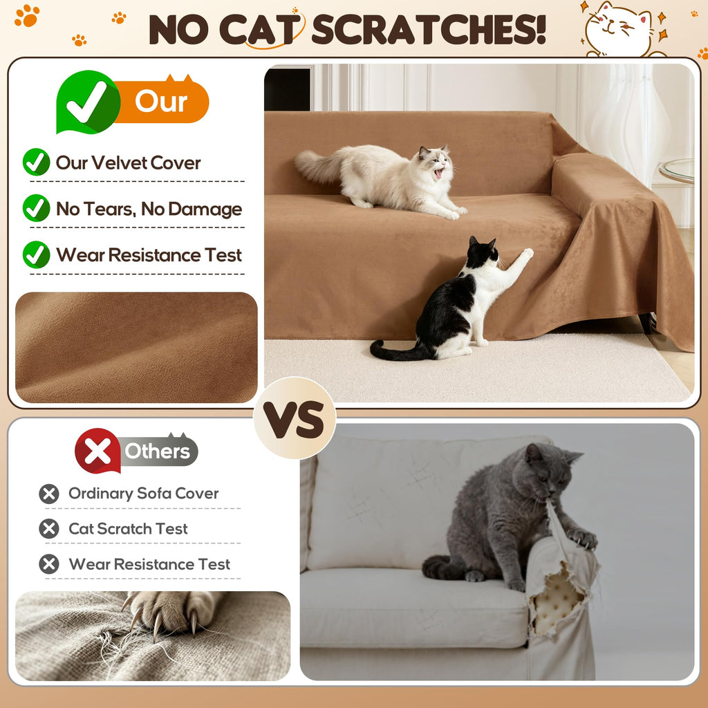 L Shaped Sectional Couch Cover - Anti Scratch Sofa Cover, 2pcs Brown