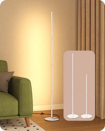 59.84" LED Corner Floor Lamp, 3000K & Stepless Dimmable, White