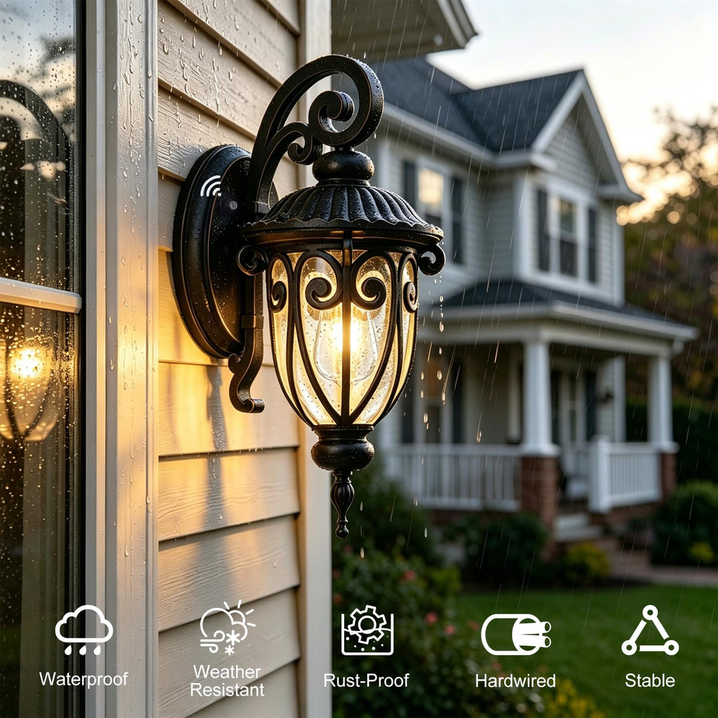 Large Dusk to Dawn Outdoor Wall Light for Garage, 23 Inch Bronze Exterior Wall Lantern Sconce for Porch, Waterproof