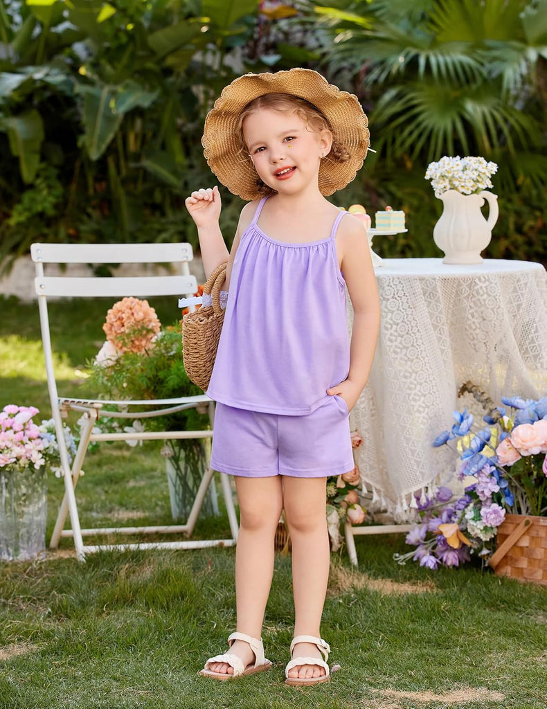 Toddler Kids Summer Clothes 2 Piece Tank Top and Shorts Set