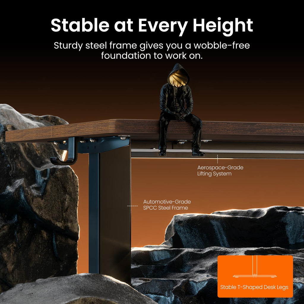 Height Adjustable Electric Standing Desk, 63 x 28 Inches Sit Stand up Desk, Memory Computer Home Office Desk, Dark