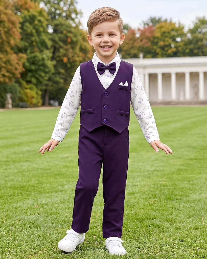 Boy Suit - Boys Wedding Formal Outfits 5 Piece Set