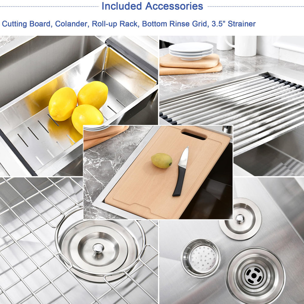 25x20 Stainless Steel Kitchen Sink Drop In Top Mount Workstation
