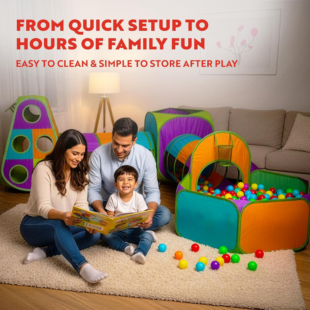 5pc Pop Up Play Tent and Crawl Through Tunnels for Kids w/Carry Bag