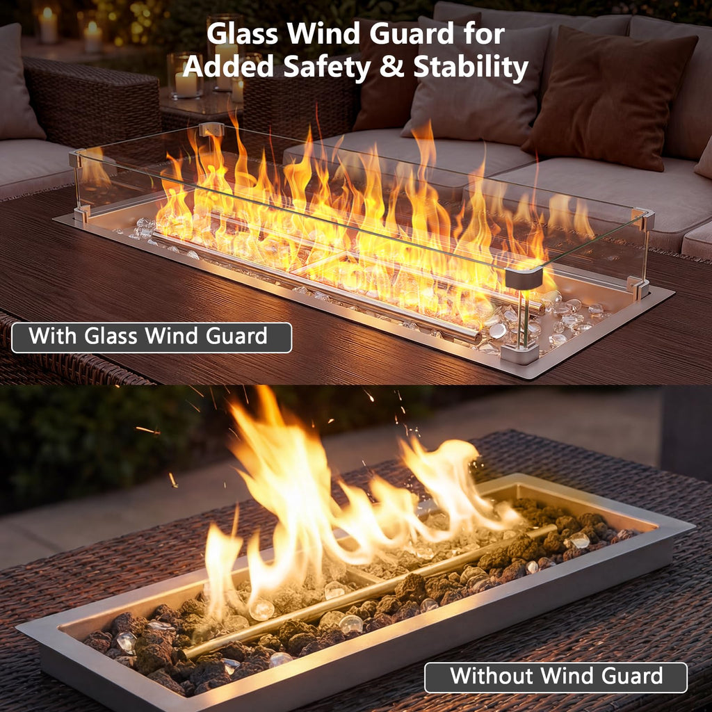 Upgraded 36 x 12 Inch Rectangular Drop-in Fire Pit Burner Kit