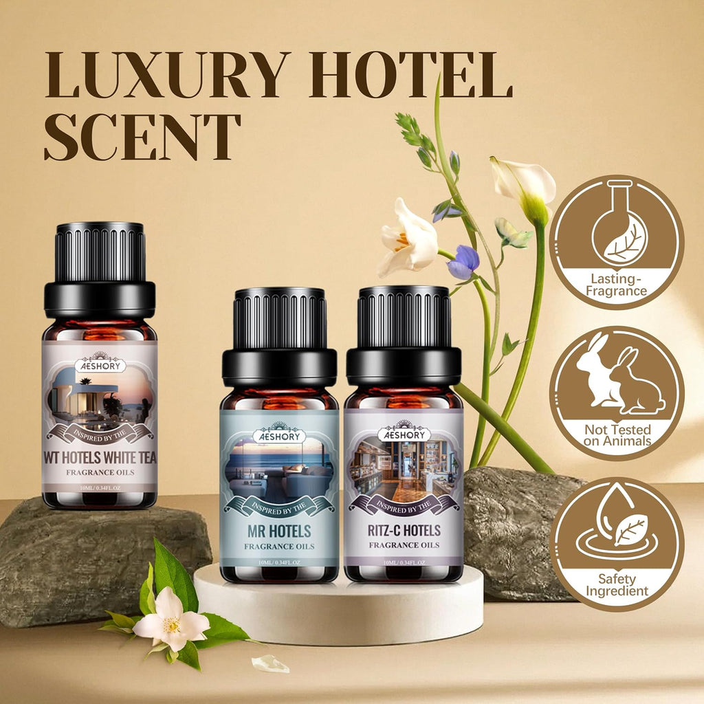 Hotel Diffuser Oils Gift Set - 6x10ML Luxury Fragrance Oil Blend, Hotel Scent Essential Oils Set for Diffuser - Set of 6