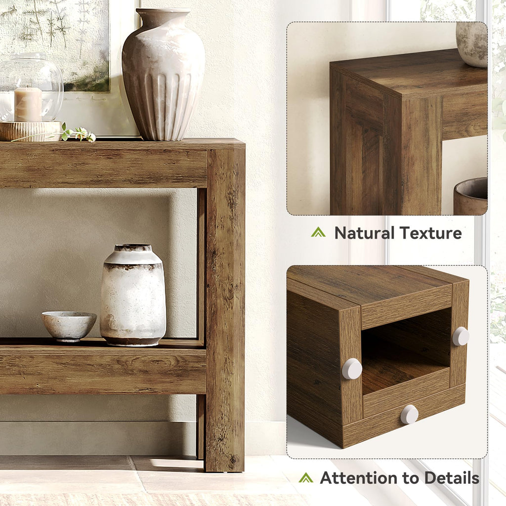 63-Inch Entryway Console Table, Long Farmhouse Narrow Sofa Table, Entry, Entrance, Foyer, Behind Couch with 2-Tier