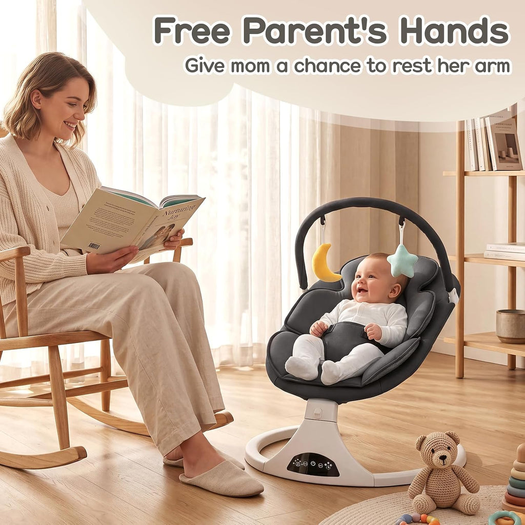 Electric Baby Swing with Remote Control,5 Speed&Portable&Cozy(0,Black