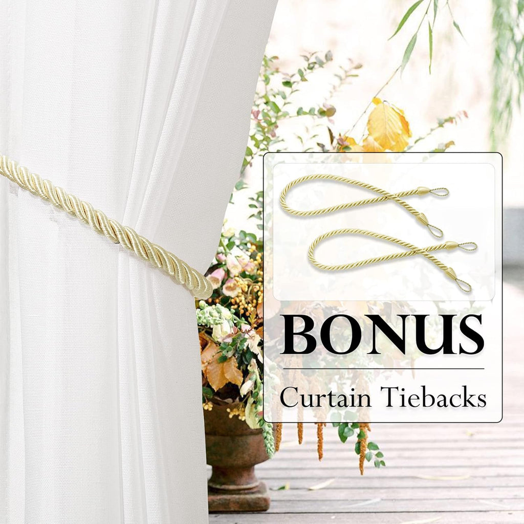 2 Panels Outdoor Curtains Waterproof Privacy Linen | Light Filtering, Grommet Top, Durable Fabric, Drapes for Porch