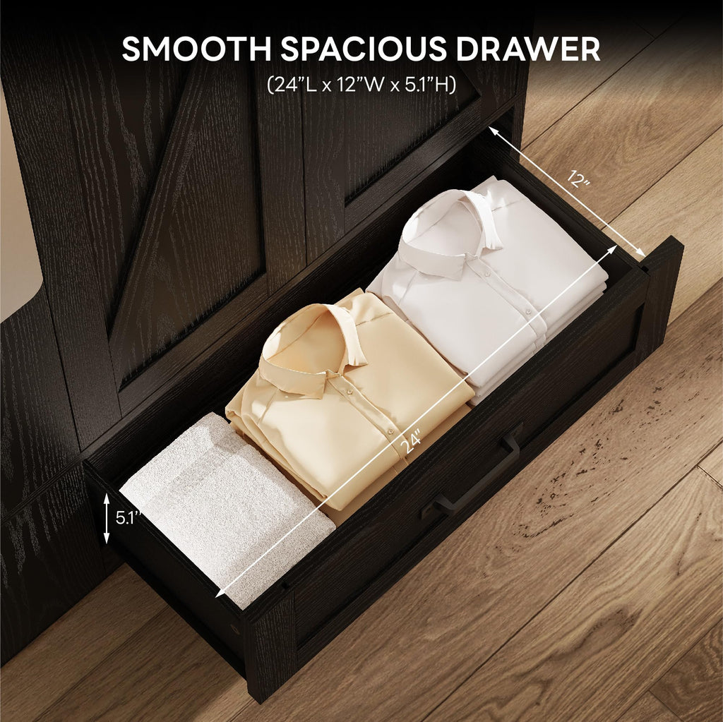 Armoire Wardrobe Closet 70 Inches, Large Storage with Mirror, 2 Doors, Drawer, and Shelves, Modern Bedroom