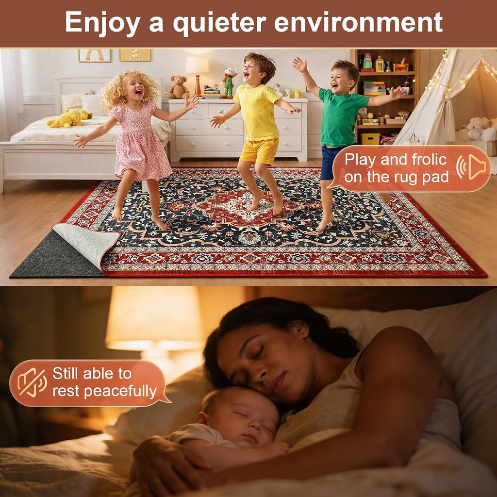 5x7 Feet Non Slip Rug Pad 1/4 inch Thick Felt and Silicone Backing, Dual Surface Cushion Rug Gripper for Hardwood