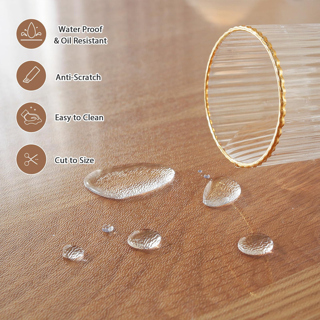 Round Frosted Table Cover Protector 35 Inch, 2mm Thick Table Protector, Waterproof Plastic Cover PVC Vinyl