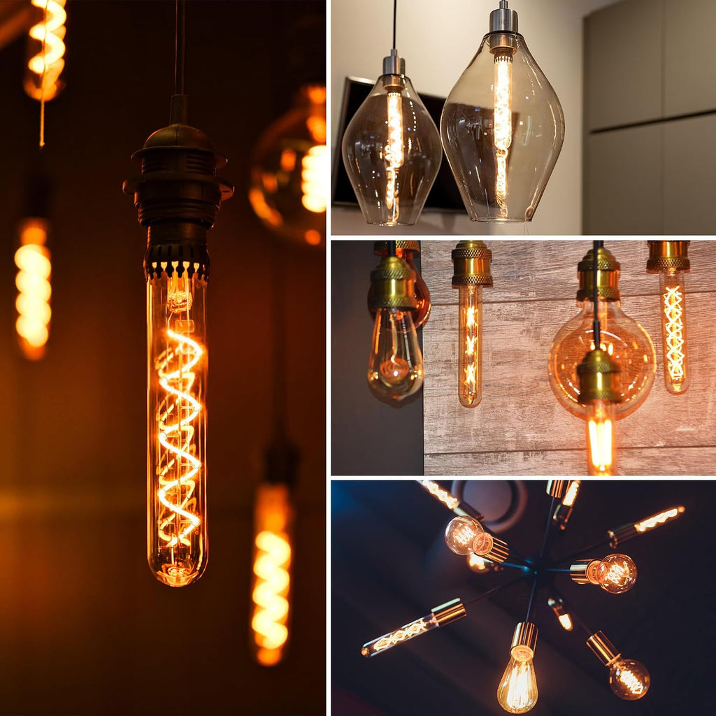 E26 Long Amber LED Light Bulbs 40 Watt,Tubular Light Bulbs for Decor