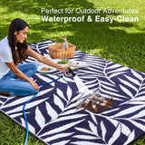Waterproof Outdoor Rug 9x12 ft, Reversible Outdoor Plastic Straw Rug with Leaf Pattern, RV Mat, Indo