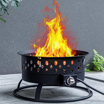 22 Inch Portable Propane Fire Pit,Gas Fire Pit for Outside with Lid & Handle