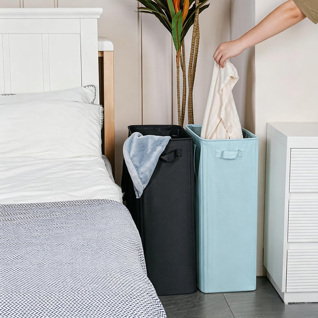 Slim Laundry Basket, Narrow Laundry Hamper with Handles, Collapsible Dirty Clothes Hamper, Tall Laundry Bin for