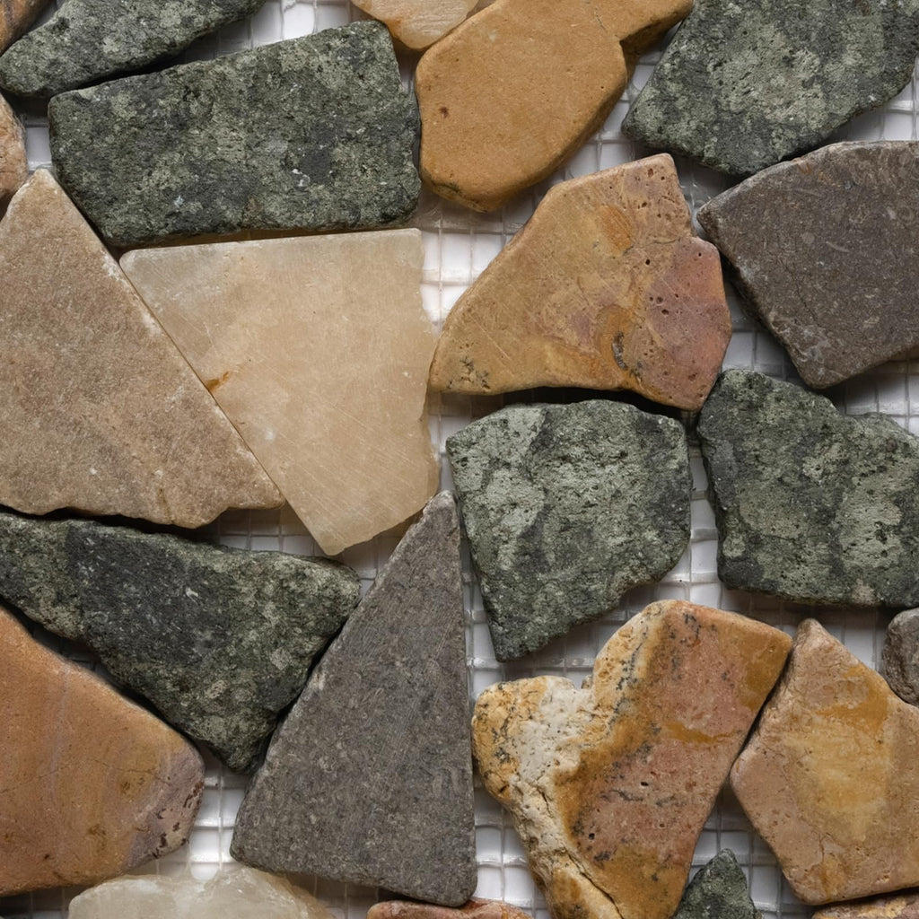 CNK Glazed Autumn Stone Pebble Tile - 12" x 12" Unpolished Natural Stone Backsplash, and Outdoor Flooring | Durable