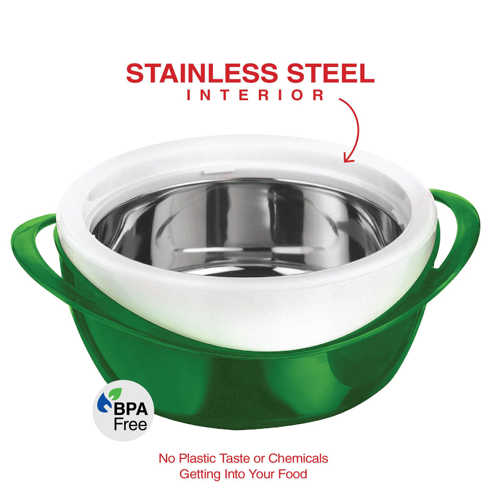 Large Insulated Casserole Dish with Lid 2.6 qt. Elegant Hot Pot Food Warmer/Cooler -Thermal Soup/Salad Serving Bowl