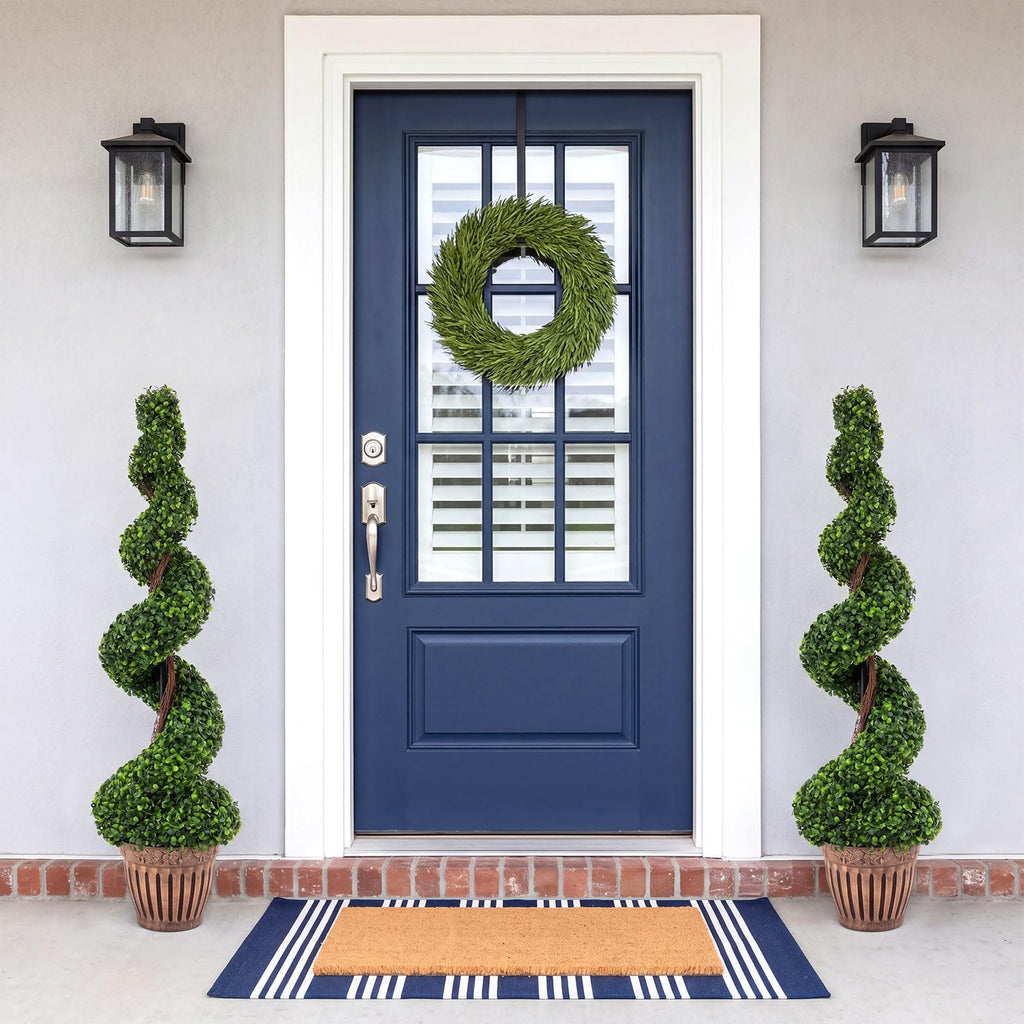 4 Ft Artificial Boxwood Spiral Topiary Tree, Fake Greenery Plants, Leaves & Cement-Filled Plastic Flower Pot