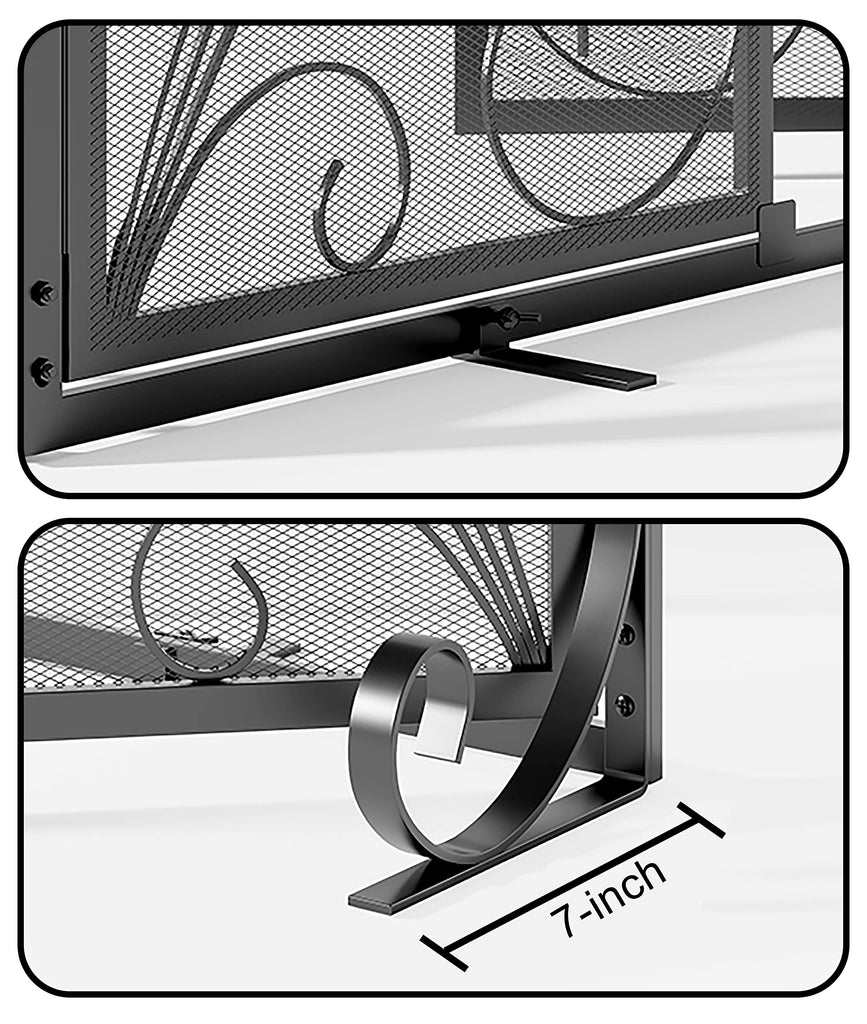 Fireplace Screen Steel Mesh Door Spark Guard(35" L x 28" H)