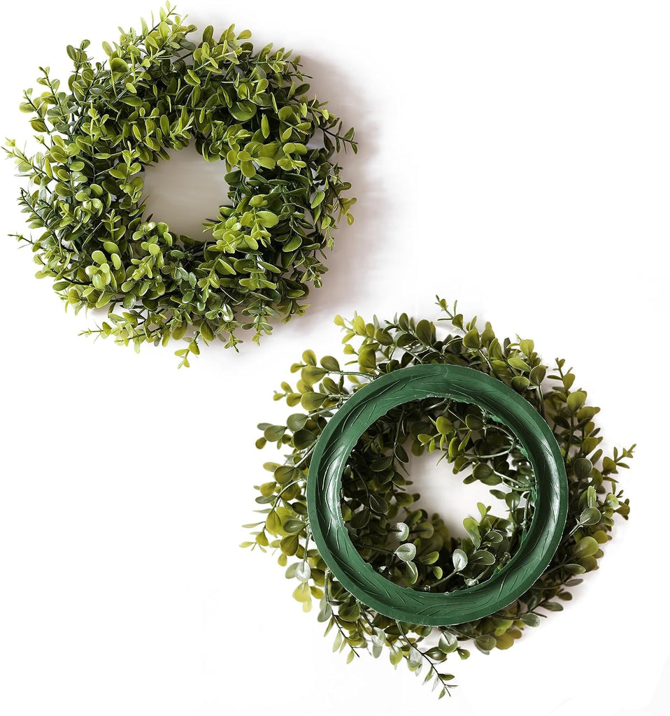 30in Artificial Boxwood Wreath for Front Door, All Season (Green, 10 in)