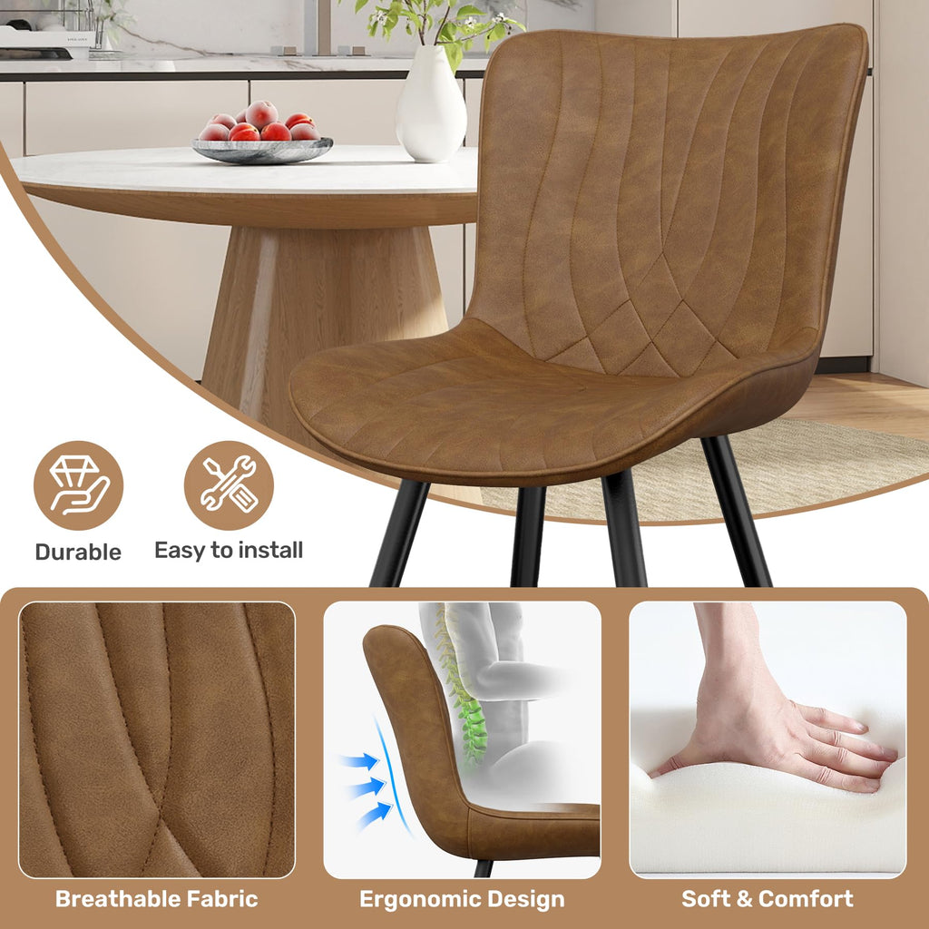 Modern Dining Chair, PU Leather Dining Room Chairs Set of 2