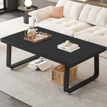 39" Wood Rectangle Coffee Table, Black Oak