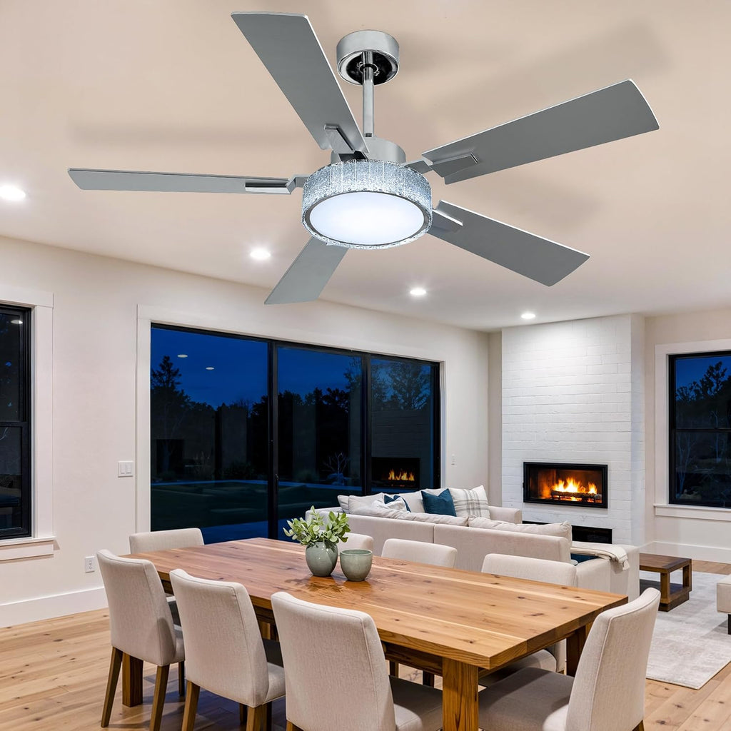 52 Inch Chandelier Ceiling Fans with Lights and Remote/App, Smart Ceiling Fans Compatible with Alexa