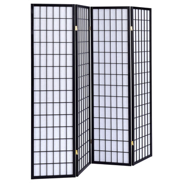 Roberto 70-Inch Living Room Four-Panel Room Divider, Black 4624