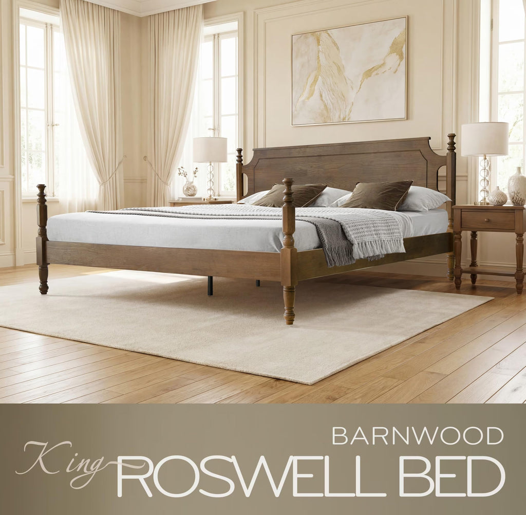 Solid Wood King Size Bed Frame with Headboard & Footboard, Platform Bed, Central Metal Legs, 12 Sturdy Slats, Under