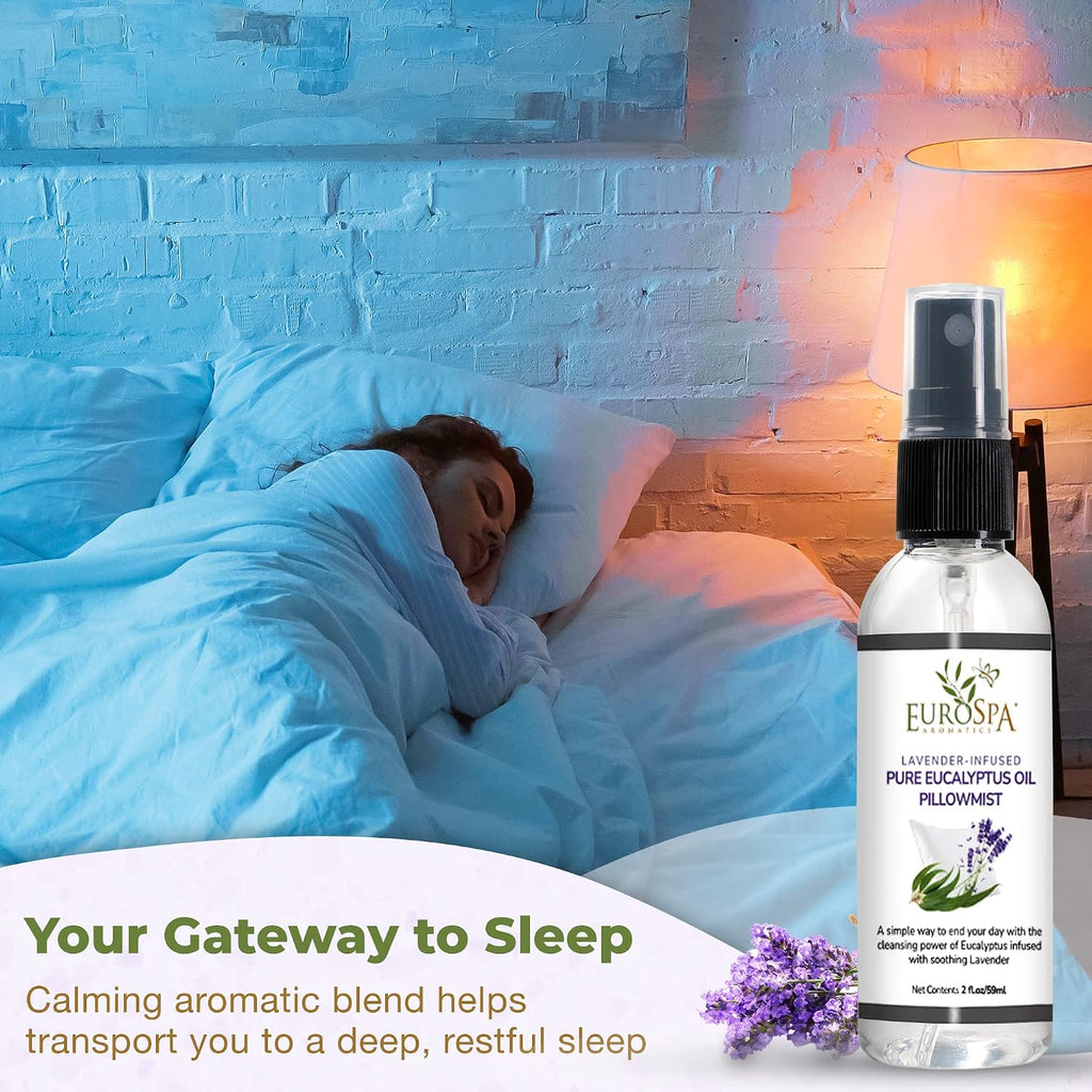 Lavender-Infused Pure Eucalyptus Oil Pillow Mist Sleep Spray - Deep Sleep Pillow Spray - Lavender Bed Spray - Set of 2