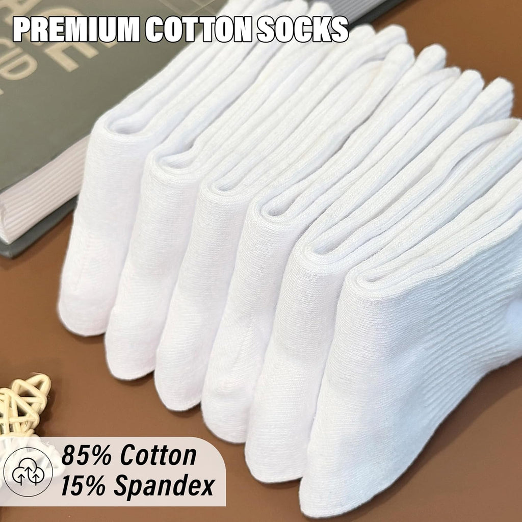 Unisex School Kids Boys Girls Athletic Socks Soft Cotton Student Uniform White Black Gray Crew Socks 6 Pairs