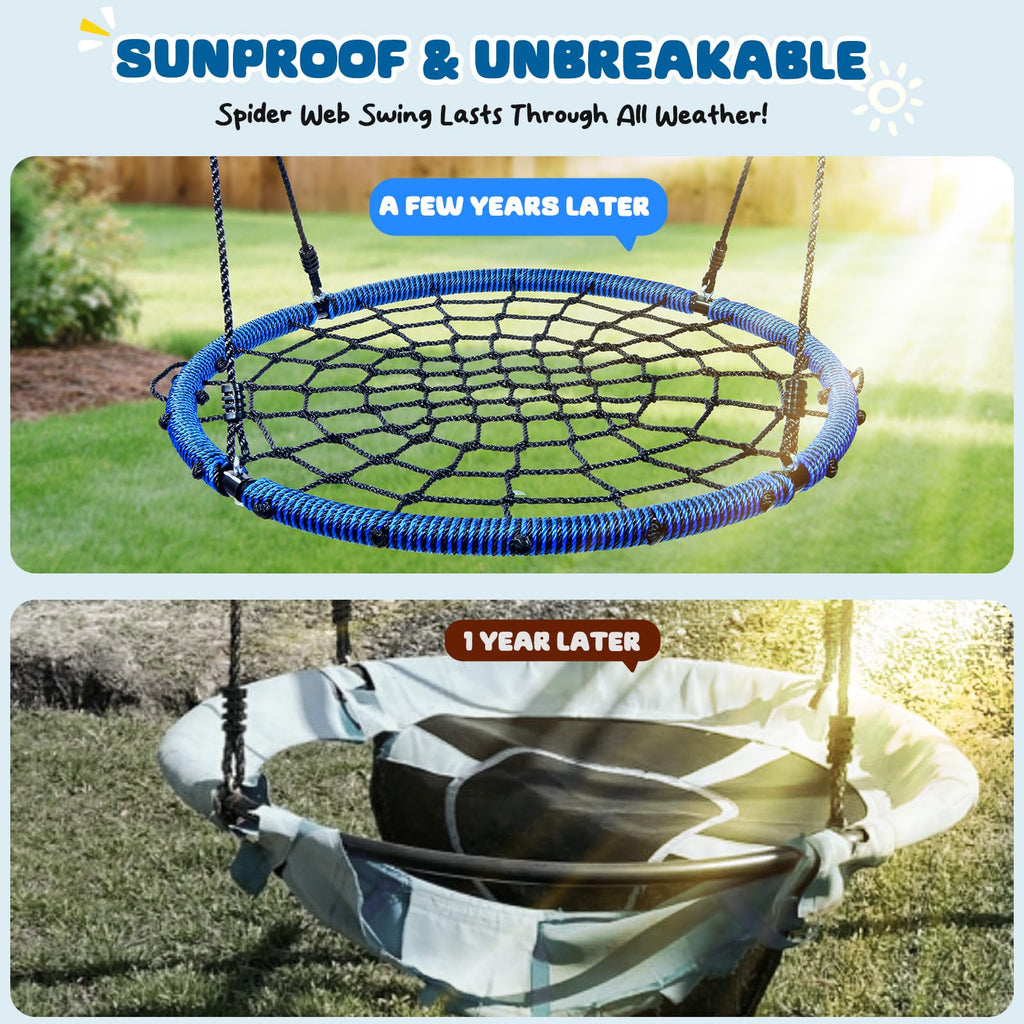 40" Spider Web Saucer Tree Swing for Kids & Adults - Blue