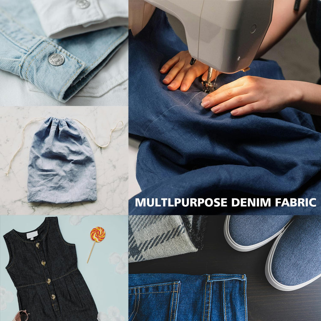 5 Yard 8 oz White Denim Fabric for Sewing (60''x180'')