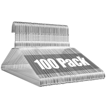 Wire Metal Clothes Hangers Bulk 100 Pack, Slim Space Saving Silver