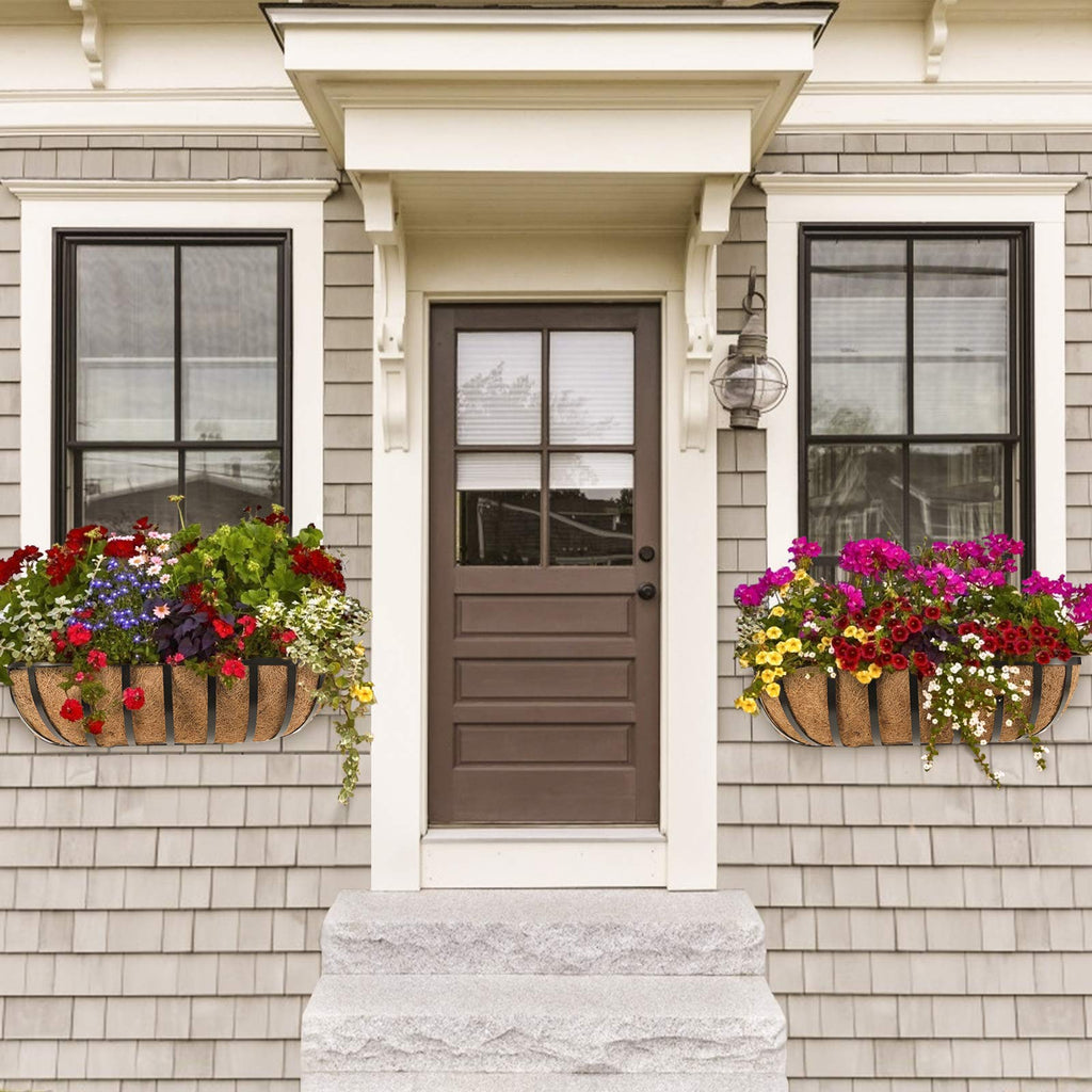 Railing Planter Window Box Deck Balcony Rail Planter 24 Inch for Porch Fence Patio Outdoor 4 Pack