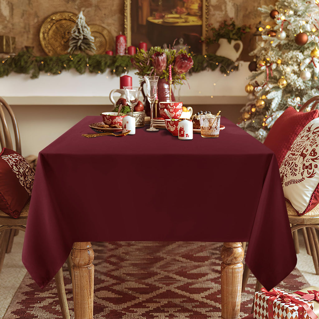 2 Pack Burgundy Tablecloths 60x102 Inch for 6 Feet Rectangle Tables