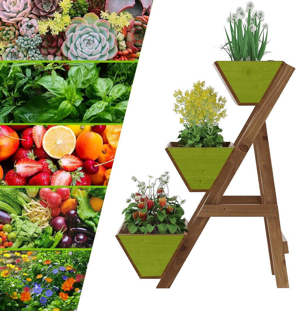 3 Tier Vertical Garden Planter Raised Garden Bed Tiered Planter Box Outdoor | Wood Planter Box Plant Stand Gardening