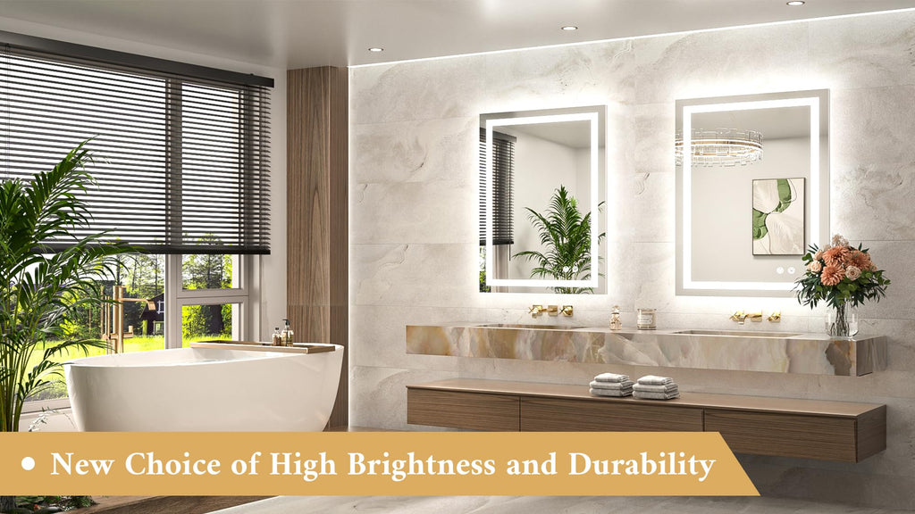 LED Bathroom Mirror with Lights 28 x 36 Frontlit and Backlit Light up Mirror, Brighter Lighted Bathroom Mirror